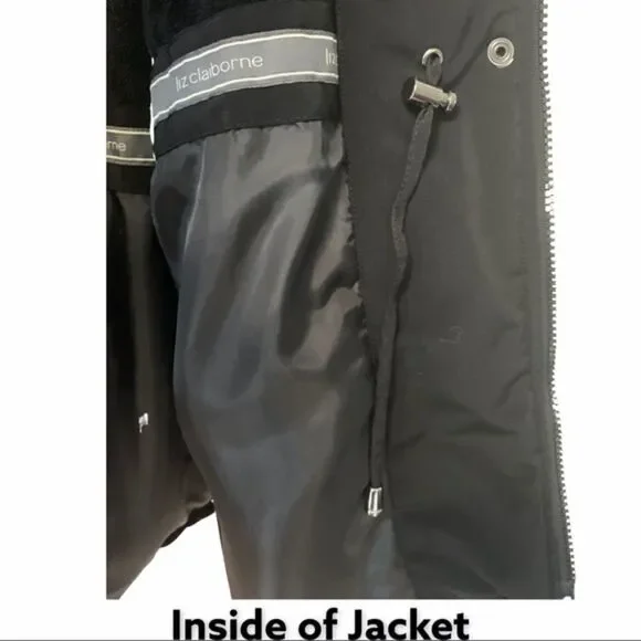 Liz Claiborne Black Heavy Cinch Winter Jacket Size Large - Picture 14 of 16